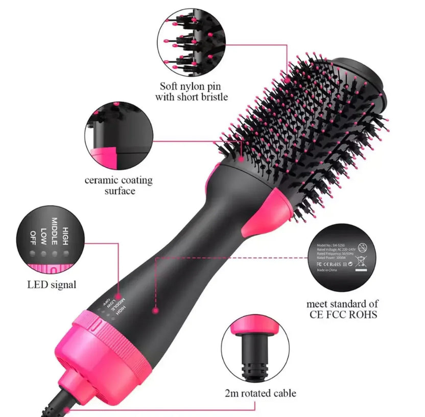 One Step Hot Air Brush 3-in-1 – Hair Dryer, Straightener, Curler & Styling Comb