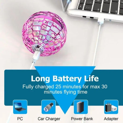 "Rechargeable Gyrosphere Flying Spinner Toy with LED Lights"