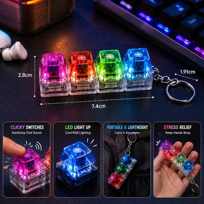 Mechanical Keyboard Keychain LED Fidget Toy