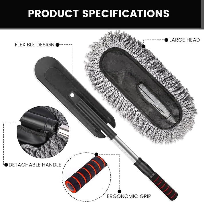 Microfiber Car Cleaning Duster | Telescopic Handle Exterior & Interior Cleaner